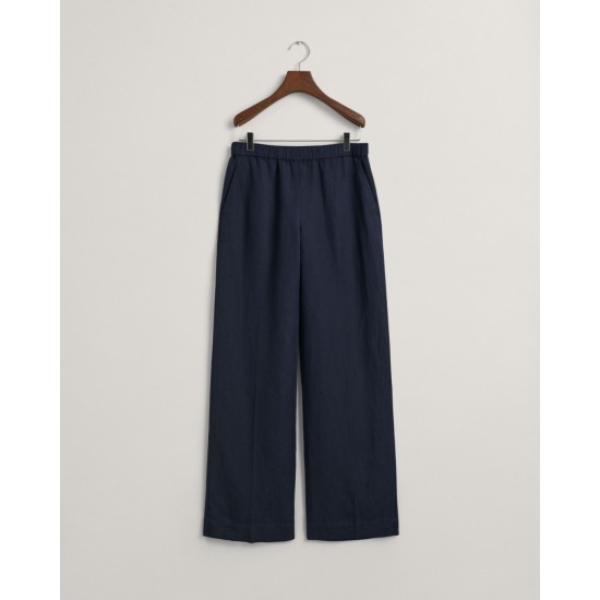 Gant Γυναικεία Λινή Βισκόζ Παντελόνα Pull On Άνετη Γραμμή 4150306 433 Μπλε Σκούρο