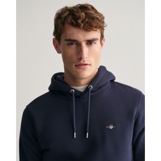 GANT Men's Cotton Regular Fit Shield Hoodie 2007058 433 Evening Blue