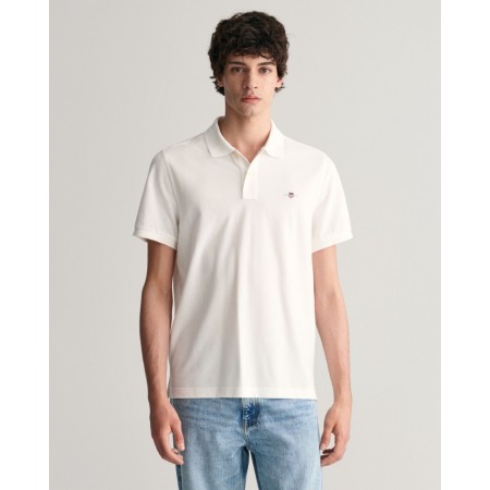 Gant Men's Cotton Regular Fit Shield Piqué Polo Shirt 2210 110 White