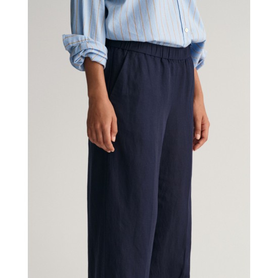 Gant Γυναικεία Λινή Βισκόζ Παντελόνα Pull On Άνετη Γραμμή 4150306 433 Μπλε Σκούρο