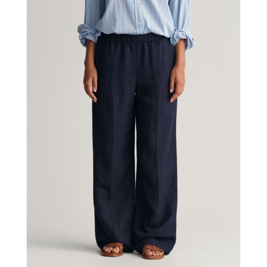 Gant Γυναικεία Λινή Βισκόζ Παντελόνα Pull On Άνετη Γραμμή 4150306 433 Μπλε Σκούρο