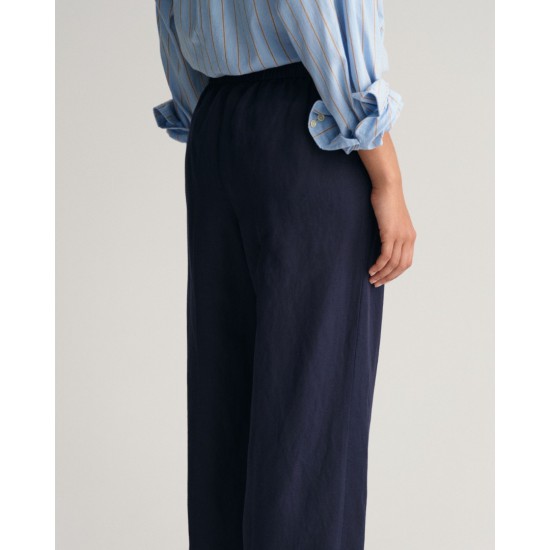 Gant Γυναικεία Λινή Βισκόζ Παντελόνα Pull On Άνετη Γραμμή 4150306 433 Μπλε Σκούρο