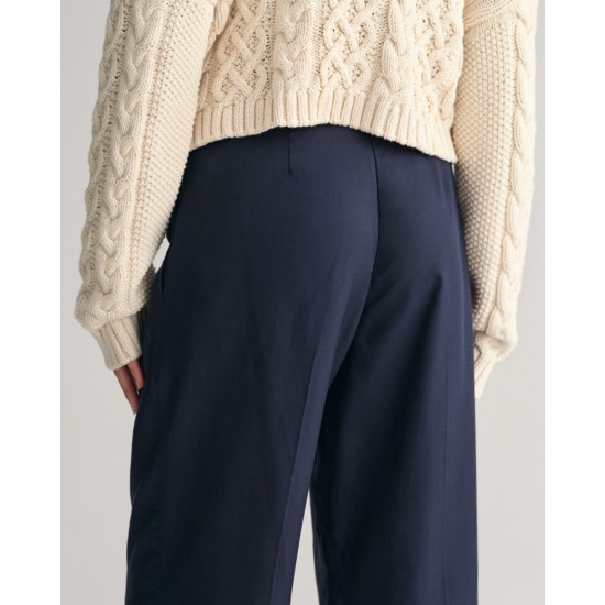 Gant Γυναικείο Lyocell Παντελόνι Tie Waist Άνετη Γραμμή 4150304 433 Μπλε Σκούρο