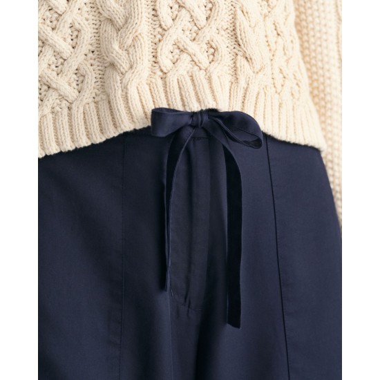 Gant Γυναικείο Lyocell Παντελόνι Tie Waist Άνετη Γραμμή 4150304 433 Μπλε Σκούρο