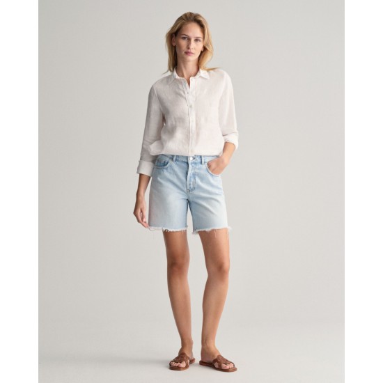 Gant Γυναικείο Λινό Πουκάμισο Chambray Κανονική Γραμμή 4300277 110 Λευκό