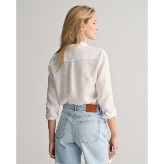 Gant Γυναικείο Λινό Πουκάμισο Chambray Κανονική Γραμμή 4300277 110 Λευκό