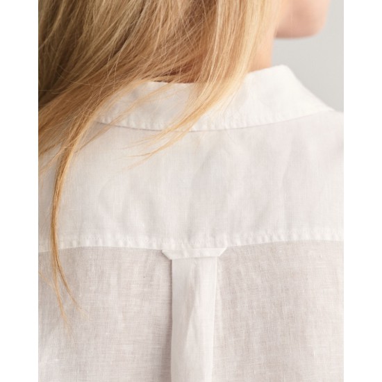 Gant Γυναικείο Λινό Πουκάμισο Chambray Κανονική Γραμμή 4300277 110 Λευκό