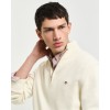 GANT Ανδρικό Βαμβακερό Πλεκτό με Φερμουάρ Casual Half Zip Κανονική Γραμμή 8030170 130 Εκρού