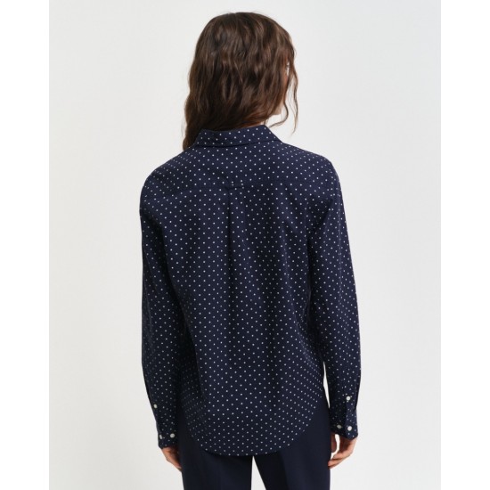 GANT Women's Cotton Voile Regular Fit Dot Print Shirt 4300418 433 Evening Blue