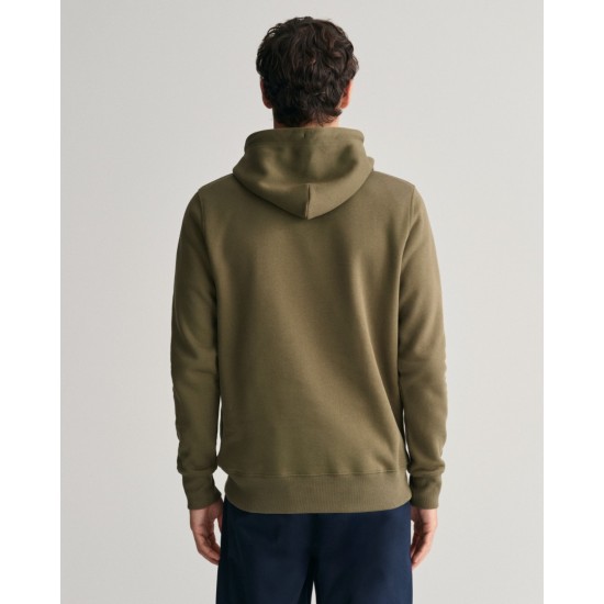 GANT Men's Cotton Regular Fit Shield Hoodie 2007058 301 Juniper Green