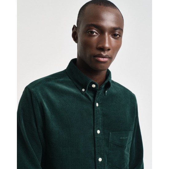 GANT Men's Cotton Regular Fit Corduroy Shirt 3230228 374 Tartan Green