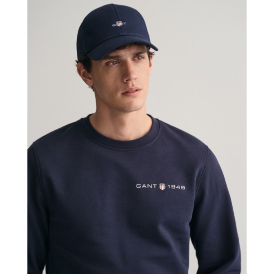 Gant Men's Cotton Regular Fit Printed Graphic Crew Neck Sweatshirt 2003243 433 Evening Blue