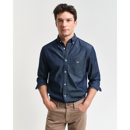 GANT Men's Regular Fit Cotton Indigo Shirt 3004000 989 Dark Indigo