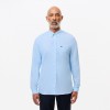 LACOSTE Men's Organic Cotton Regular Fit Gingham Poplin Shirt CH5621 00 F6Z Light Blue LACOSTE Men's Organic Cotton Regular Fit Gingham Poplin Shirt CH5621 00 F6Z Light Blue