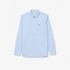 LACOSTE Men's Organic Cotton Regular Fit Gingham Poplin Shirt CH5621 00 F6Z Light Blue LACOSTE Men's Organic Cotton Regular Fit Gingham Poplin Shirt CH5621 00 F6Z Light Blue