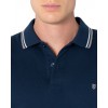 THE BOSTONIANS Ανδρικό Βαμβακερό Polo Pique Double Stripe Collar Κανονική Γραμμή PL1151 B691PE Πετρόλ