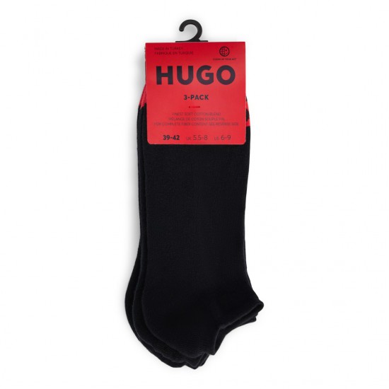 HUGO BOSS Men's Low Cut Socks 3P LC PLUSH TAPE CC 50514916 001 Black