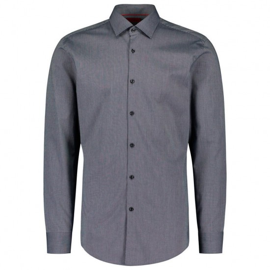 HUGO BOSS Men's Slim-FIit  Structured Cotton Poplin Shirt Kason 50482056 407 Dark Blue