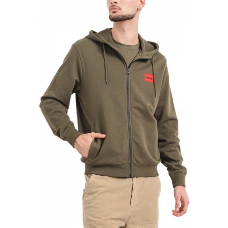 HUGO Ανδρική Βαμβακερή Ζακέτα με Κουκούλα Daple212 Κανονική Γραμμή 50447972 257 Χακί