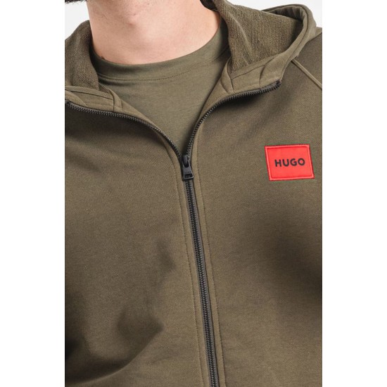 HUGO BOSS Ανδρική Βαμβακερή Ζακέτα με Κουκούλα Daple212 Κανονική Γραμμή 50447972 257 Χακί
