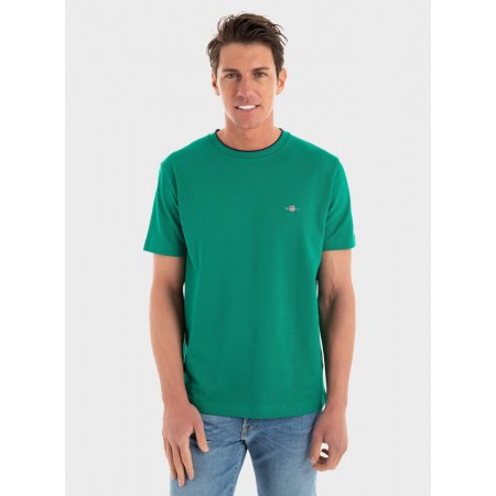 GANT Ανδρικό Βαμβακερό T-Shirt Pique Κανονική Γραμμή 2033019 322 Πράσινο