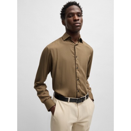 HUGO BOSS Men's Viscose Slim Fit Kenno Shirt 50539769 219 Medium Brown