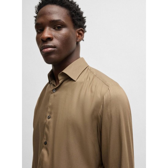 HUGO BOSS Men's Viscose Slim Fit Kenno Shirt 50539769 219 Medium Brown
