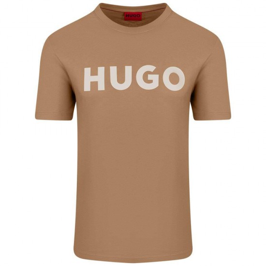 HUGO Ανδρικό Βαμβακερό T-Shirt Dulivio Κανονική Γραμμή 50467556 269 Μπεζ