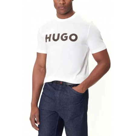 HUGO Ανδρικό Βαμβακερό T-Shirt Dulivio_U253 Κανονική Γραμμή 50542737 102 Λευκό