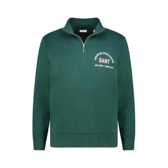 GANT Ανδρική Μπλούζα Φούτερ Printed Graphic Με Φερμουάρ 2067091 374 Πράσινο Σκούρο