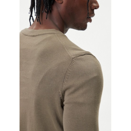 HUGO Ανδρικό Οργανικό-Βαμβακερό Πλεκτό Λαιμόκοψης San Cassius-C1 Κανονική Γραμμή 50475083 032 Χακί