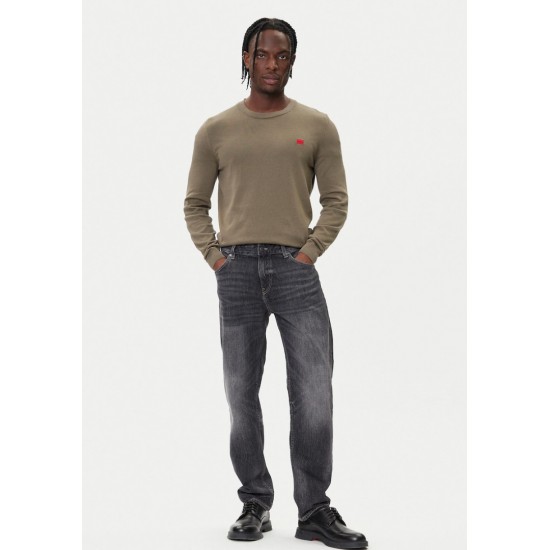 HUGO Ανδρικό Οργανικό-Βαμβακερό Πλεκτό Λαιμόκοψης San Cassius-C1 Κανονική Γραμμή 50475083 032 Χακί