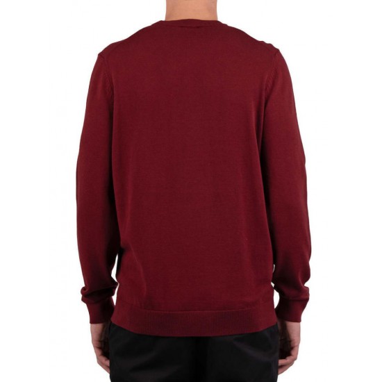 HUGO Ανδρικό Οργανικό-Βαμβακερό Πλεκτό Λαιμόκοψης San Cassius-C1 Κανονική Γραμμή 50475083 654 Μπορντό