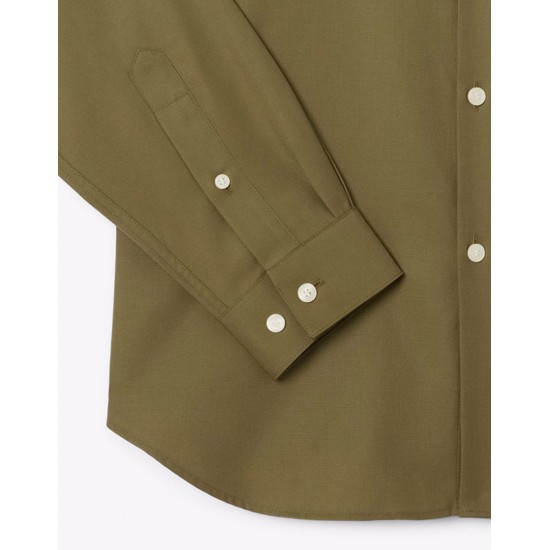 LACOSTE Ανδρικό Βαμβακερό Πουκάμισο Ποπλίνας Κανονική Γραμμή CH8522 00 E9F Λαδί