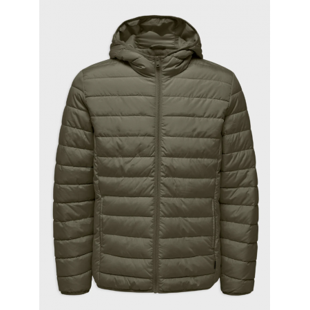 ONLY & SONS Ανδρικό Μπουφάν με κουκούλα Onsbrody Quilt Hood Jacket Regular Fit 22027451- Olive Night (Λαδί)