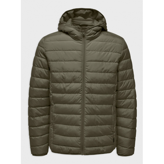 ONLY & SONS Ανδρικό Μπουφάν με κουκούλα Onsbrody Quilt Hood Jacket Regular Fit 22027451- Olive Night (Λαδί)