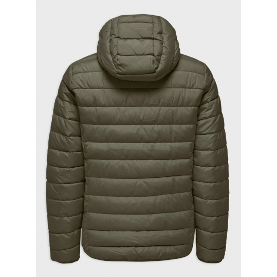 ONLY & SONS Ανδρικό Μπουφάν με κουκούλα Onsbrody Quilt Hood Jacket Regular Fit 22027451- Olive Night (Λαδί)