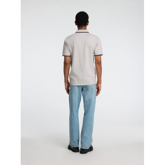 SELECTED Ανδρική Βαμβακερή Μπλούζα με Γιακά Slim Fit Atlas Sport Polo 16095852-Pure Cashmere Melange (Γκρι Ανοιχτό)