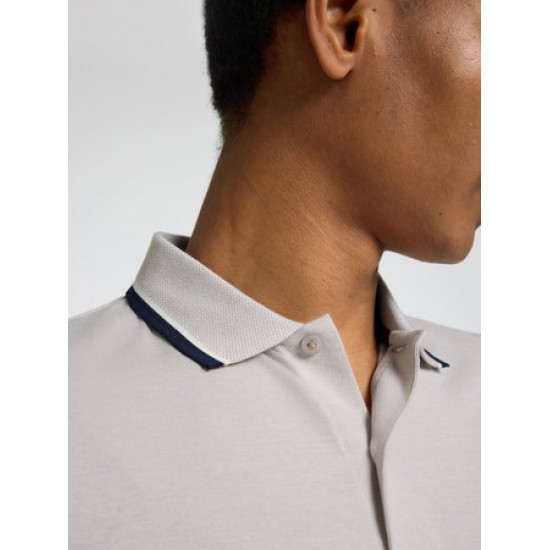 SELECTED Ανδρική Βαμβακερή Μπλούζα με Γιακά Slim Fit Atlas Sport Polo 16095852-Pure Cashmere Melange (Γκρι Ανοιχτό)