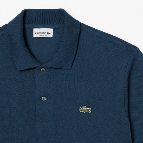 LACOSTE Ανδρική Βαμβακερή Polo Pique Μπλούζα Κανονική Γραμμή L.12.12 00 C7Z Μπλε