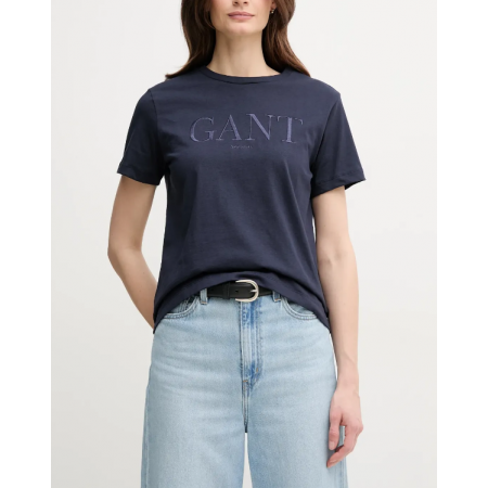 GANT Women's Cotton Regular Fit Tonal Graphic T-Shirt 4200502 433 Evening Blue