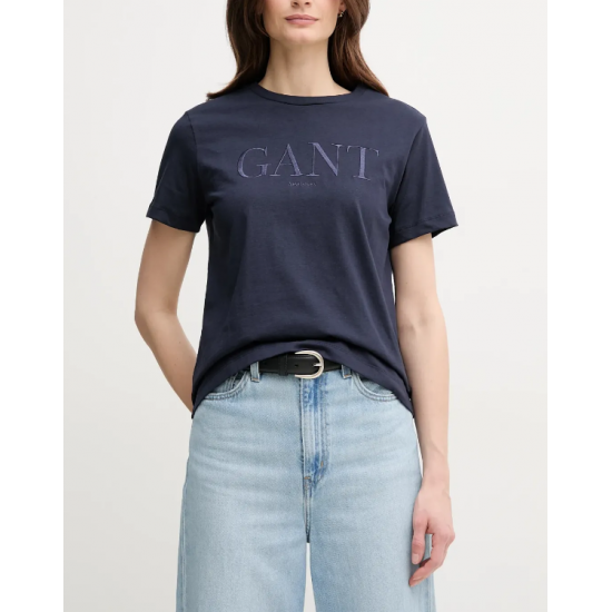 GANT Women's Cotton Regular Fit Tonal Graphic T-Shirt 4200502 433 Evening Blue