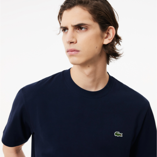 LACOSTE Ανδρική Βαμβακερή T-Shirt Μπλούζα Ultra Dry Sport Κανονική Γραμμή TH7618 00 166 Μπλε Σκούρο