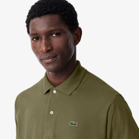LACOSTE Ανδρική Βαμβακερή Polo Pique Μπλούζα Κανονική Γραμμή L.12.12 00 BMY Χακί