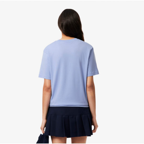 LACOSTE Γυναικεία Βαμβακερή T-Shirt Μπλούζα Άνετη Γραμμή TF7215 00 5QD Βιολετί