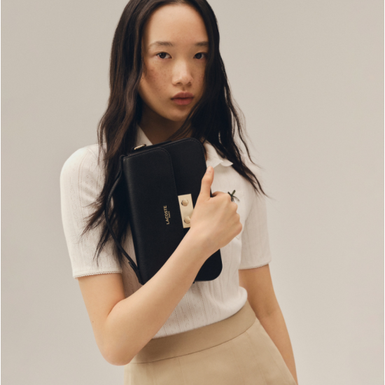 LACOSTE Γυναικεία Δερμάτινη Τσάντα Ώμου CrossoverShoukder Bag NF5099PH 000 Μαύρη