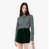 LACOSTE Γυναικείο Βαμβακερό Ριγέ Μακρυμάνικο T-Shirt Μπλούζα TF7573 00 AIG Πράσινο Λευκό