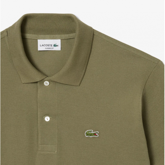LACOSTE Ανδρική Βαμβακερή Polo Pique Μπλούζα Κανονική Γραμμή L.12.12 00 BMY Χακί