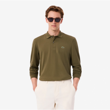 LACOSTE Ανδρική Βαμβακερή Original Μακρυμάνικη Polo Μπλούζα Piqué L.13.12-E9F Λαδί