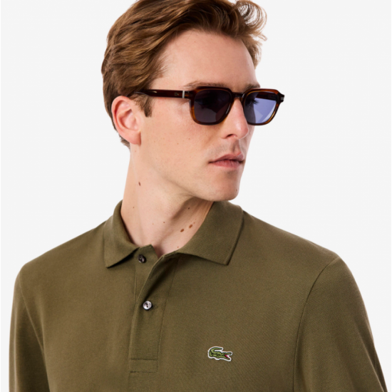 LACOSTE Ανδρική Βαμβακερή Original Μακρυμάνικη Polo Μπλούζα Piqué L.13.12-E9F Λαδί